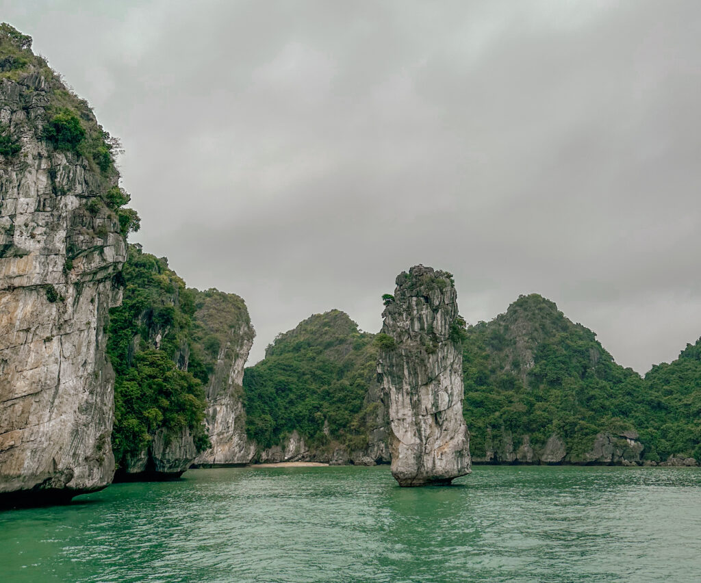 Limestone cliffs in Lan Ha Bay, near Cat Ba Island