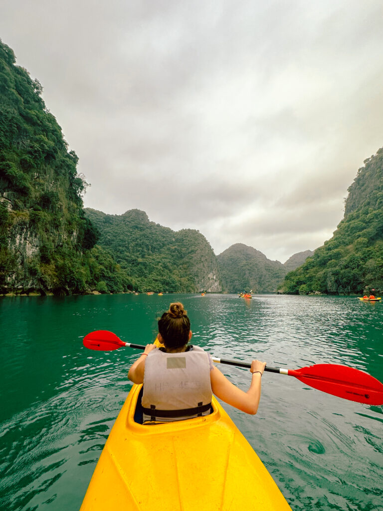 Kayaking in Halong Bay near Cat Ba Island