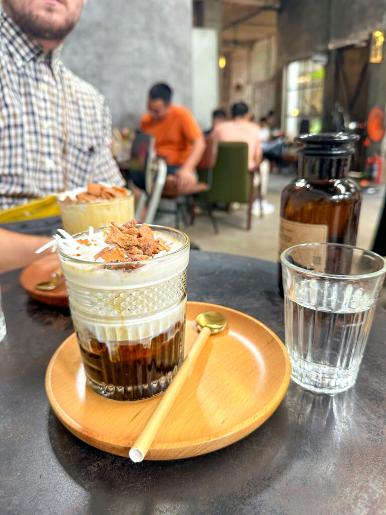 Coconut coffee at Tan, Hue